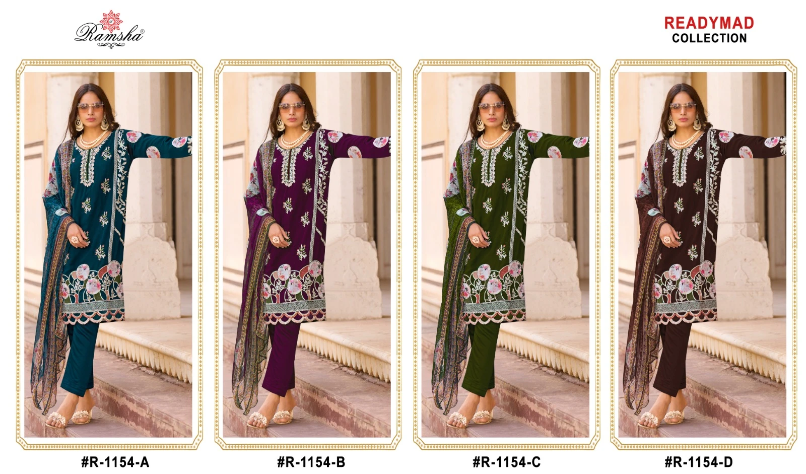 Ramsha R-1154 Nx Georget Wholesale Pakistani Readymade Salwar Suit Catalog — Wholesale Salwar Suits, MPA wholesale from Surat — view 5